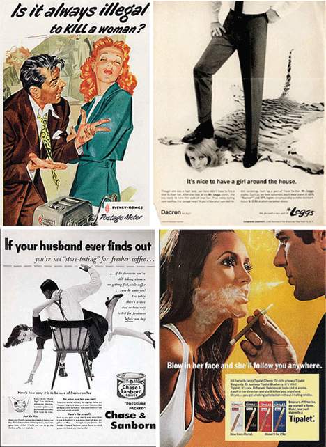 Vintage ads depicting abused