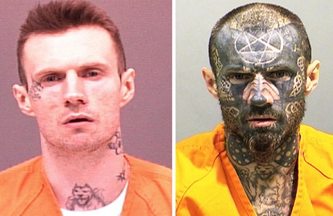 smoking gun tattoo. Before/after tattooed face
